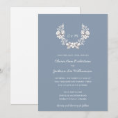 Invitation Couronne botanique | Dusty Blue Floral Mariage (Devant / Derrière)
