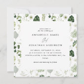 Invitation Couronne botanique élégant mariage moderne et déli (Dos)