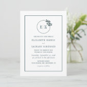 Invitation Couronne botanique monogramme vert émeraude pour m (Debout devant)