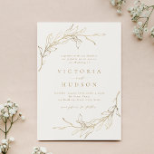 Invitation Couronne botanique simple or mariage rustique