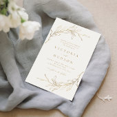 Invitation Couronne botanique simple or mariage rustique