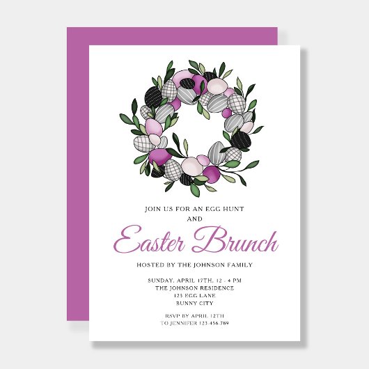 Invitation Couronne botanique violette moderne pour brunch de