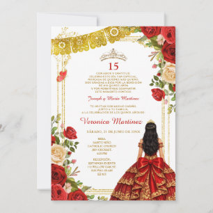 Invitation Couronne Burgundy Red Quinceañera 15 Ans Mis Quinc