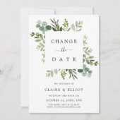 Invitation Couronne carrée d'eucalyptus pour changement de da (Devant)