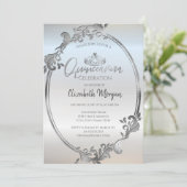 Invitation Couronne Chic Argentée Quinceañera (Debout devant)