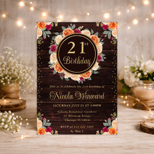 Invitation Couronne d'anniversaire de fleurs rustiques rouges