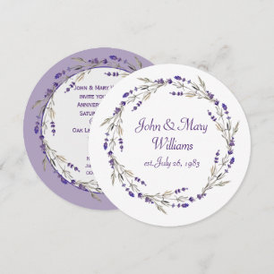 Invitation Couronne d'anniversaire de lavande sur fond blanc 