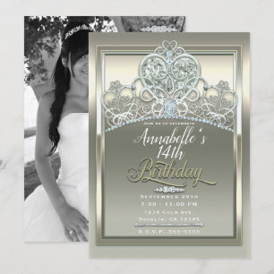 Invitation Couronne d'anniversaire en ivoire de platine Princ