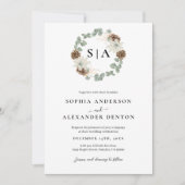 Invitation Couronne d'aquarelle botanique (Devant)