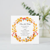 Invitation Couronne d'automne jaune. Mariage de automne enreg (Debout devant)