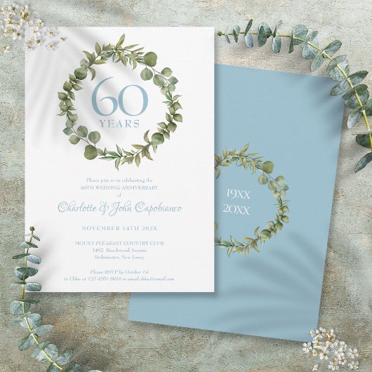 Invitation Couronne de 60e anniversaire de mariage en bois
