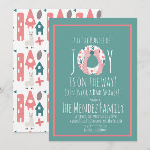 Invitation Couronne de Baby Shower Lama de Noël Bundle Joie