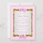 Invitation Couronne de Baby Shower Princesse Or Rose Perles (Dos)