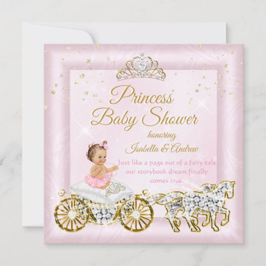 Invitation Couronne de Bain de Princesse Calèche Rose (Devant)