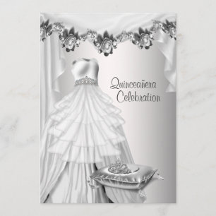 Invitation Couronne de bal Robe blanche Roses Princesse Quinc