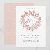 Invitation Couronne de baptême à l'aquarelle d'écriture éléga (Devant / Derrière)