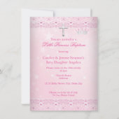 Invitation Couronne de baptême bébé fille rose (Dos)