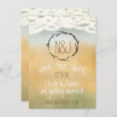 Invitation Couronne de bâtons rustiques et lumières de chaîne (Devant / Derrière)