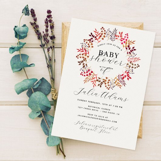 Invitation Couronne de bébé de douche de feuille d'automne d'