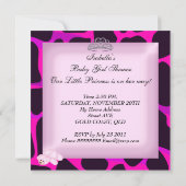 Invitation Couronne de bébé fille rose chaud noir (Dos)