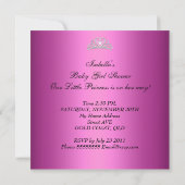 Invitation Couronne de bébé fille rose princesse noire (Dos)