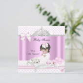 Invitation Couronne de bébé princesse fille chiot (Debout devant)