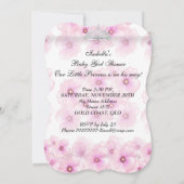 Invitation Couronne de bébé princesse Fille Fleurs roses (Dos)