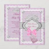 Invitation Couronne de bébé princesse fille rose (Devant / Derrière)