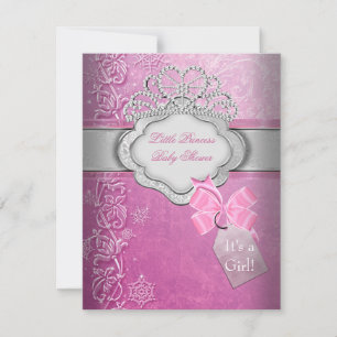 Invitation Couronne de bébé princesse fille rose Baby Shower 