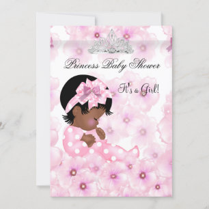 Invitation Couronne de bébé princesse fille rose florale 2