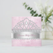 Invitation Couronne de bébé Princesse Rose Diamant Blanc 2 (Debout devant)