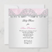Invitation Couronne de bébé Princesse Rose Diamant Blanc 2 (Dos)