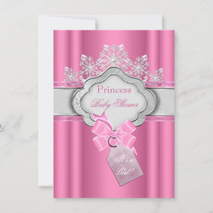 Invitation Couronne de bébé princesse rose pour Baby Shower F