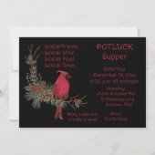 Invitation Couronne de Cardinal Rouge Souper de Noël à potluc (Devant)