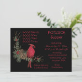 Invitation Couronne de Cardinal Rouge Souper de Noël à potluc (Debout devant)