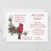 Invitation Couronne de Cardinal Rouge Souper de Noël à potluc (Devant)