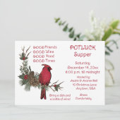 Invitation Couronne de Cardinal Rouge Souper de Noël à potluc (Debout devant)