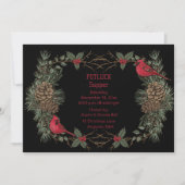 Invitation Couronne de Cardinal Rouge Souper de Noël à potluc (Devant)
