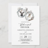 Invitation Couronne de cerf à aquarelle hivernale argentée (Devant)