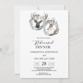 Invitation Couronne de cerf à l'aquarelle hivernale argentée (Devant)