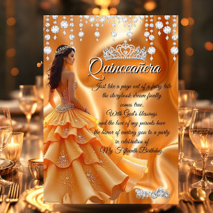 Invitation Couronne de char doré jaune orange pour Quinceaner
