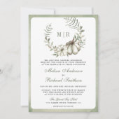 Invitation Couronne de citrouille verte sauge Code QR Mariage (Devant)