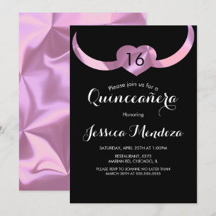 Invitation Couronne de cœur Quinceañera Sweet 16 Feuille de r