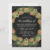 Invitation Couronne de cônes de pin rustique noir pour mariag (Devant)