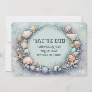 Invitation Couronne de Coquillages de Plage Enregi