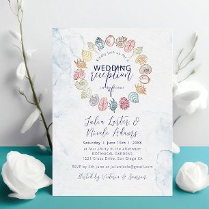 Invitation Couronne de coquillages de plage simple pour récep