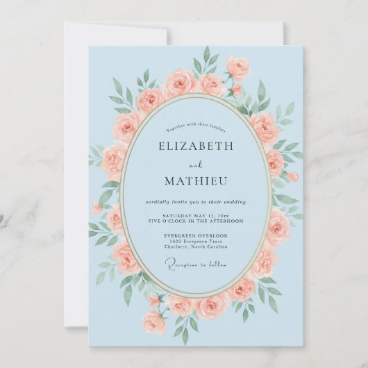 Invitation Couronne de corail céleste de mariage (Devant)