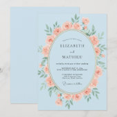 Invitation Couronne de corail céleste de mariage (Devant / Derrière)
