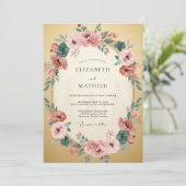 Invitation Couronne de corail doré pour mariage (Debout devant)