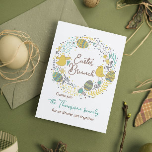 Invitation Couronne de couleur amusante Chasse aux œufs Brunc